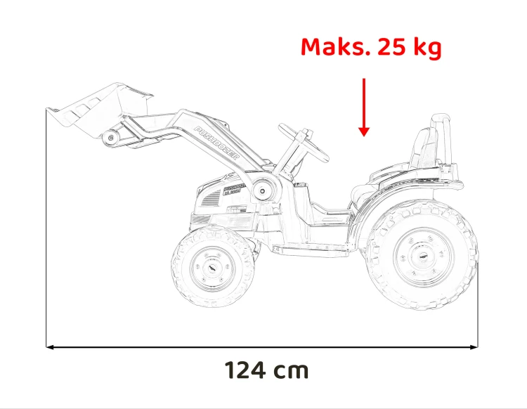 Koparka Traktor na akumulator dla dzieci Żółty + Ruchome Ramię Łyżka + Pilot + Wolny Start + Radio FM + LED