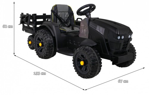 Traktor na akumulator Titanium Z Przyczepą Czarny