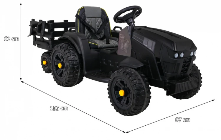 Traktor na akumulator Titanium Z Przyczepą Czarny