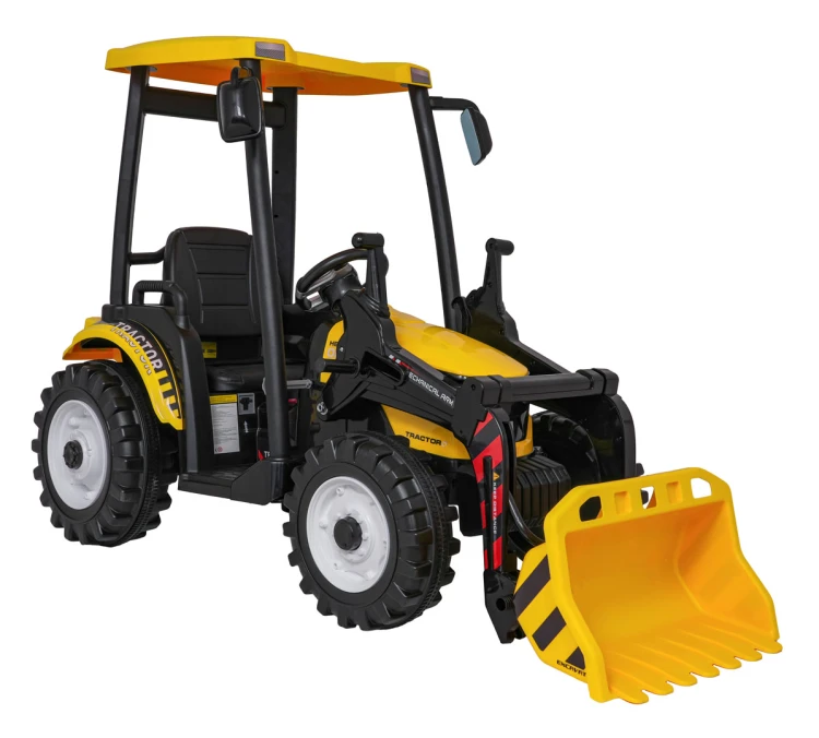 Traktor na akumulator  MEGA  D68 Z Przyczepką Żółty 24V 2x200W