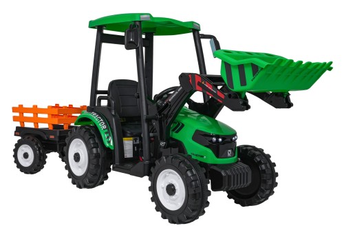 Traktor na akumulator  MEGA  D68 Z Przyczepką Zielony 24V 2x200W