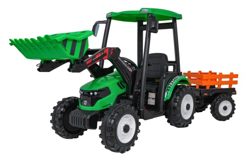 Traktor na akumulator  MEGA  D68 Z Przyczepką Zielony 24V 2x200W