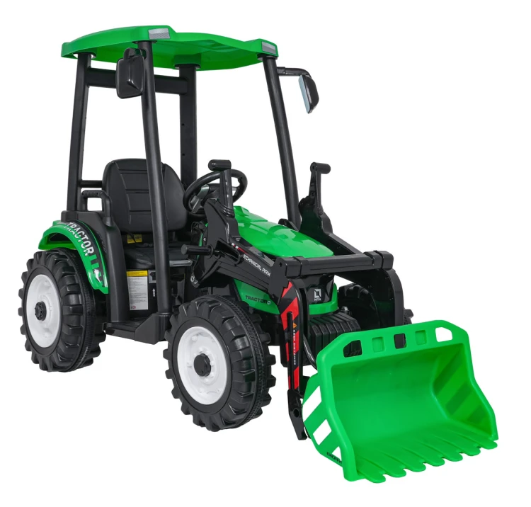 Traktor na akumulator  MEGA  D68 Z Przyczepką Zielony 24V 2x200W
