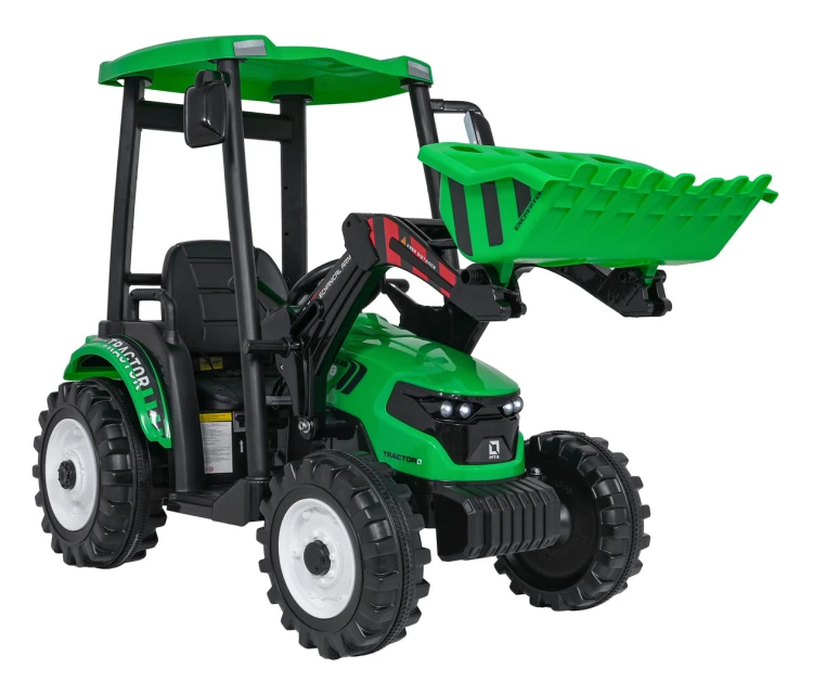Traktor na akumulator  MEGA  D68 Z Przyczepką Zielony 24V 2x200W