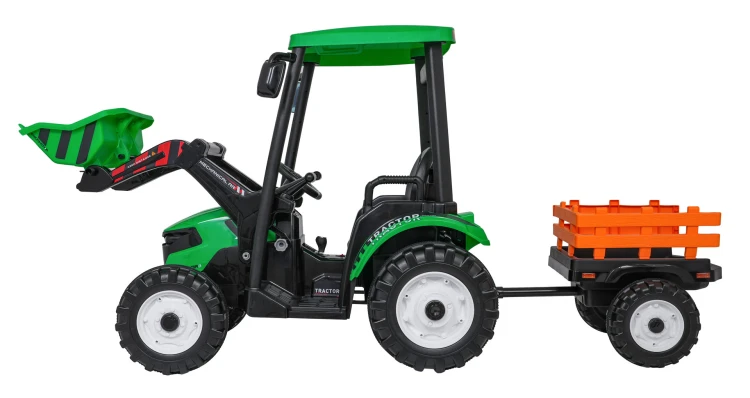 Traktor na akumulator  MEGA  D68 Z Przyczepką Zielony 24V 2x200W
