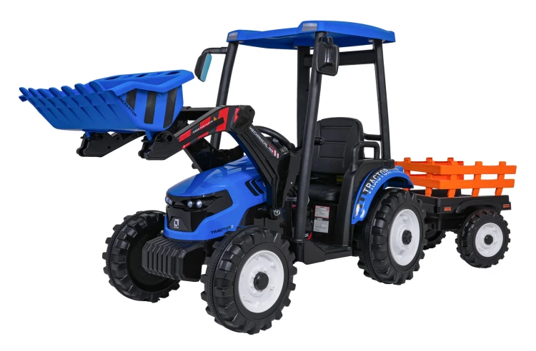 Traktor na akumulator  MEGA  D68 Z Przyczepką Niebieski 24V 2x200W