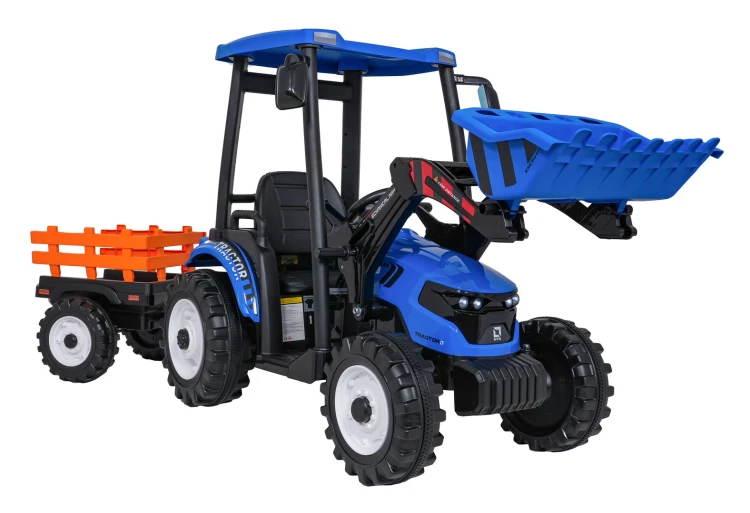 Traktor na akumulator  MEGA  D68 Z Przyczepką Niebieski 24V 2x200W