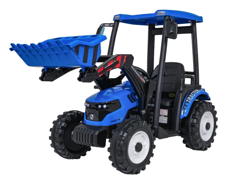 Traktor na akumulator  MEGA  D68 Z Przyczepką Niebieski 24V 2x200W