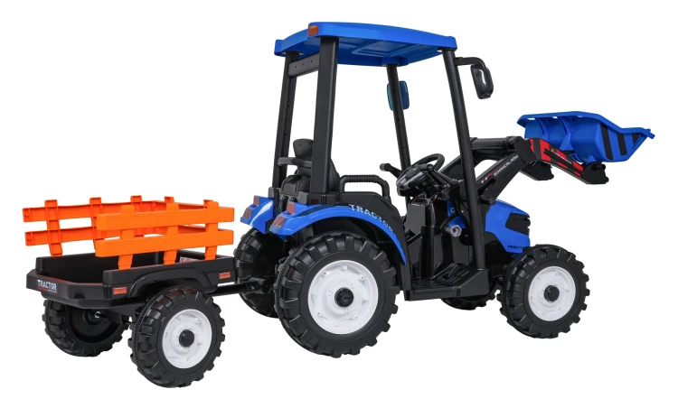 Traktor na akumulator  MEGA  D68 Z Przyczepką Niebieski 24V 2x200W