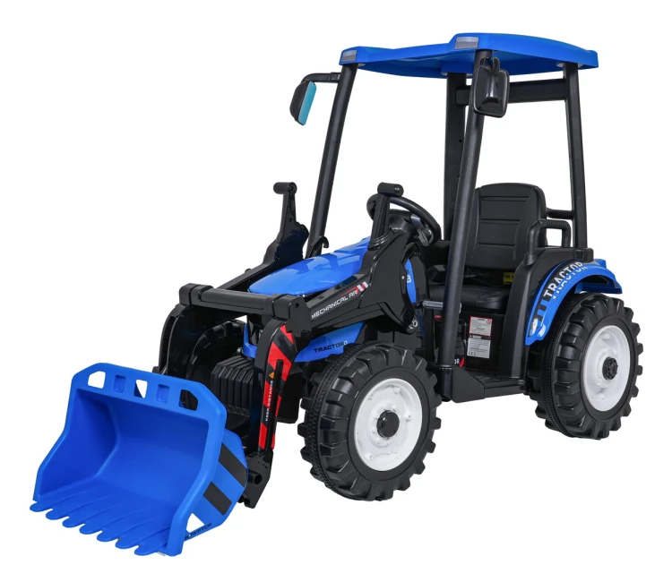 Traktor na akumulator  MEGA  D68 Z Przyczepką Niebieski 24V 2x200W
