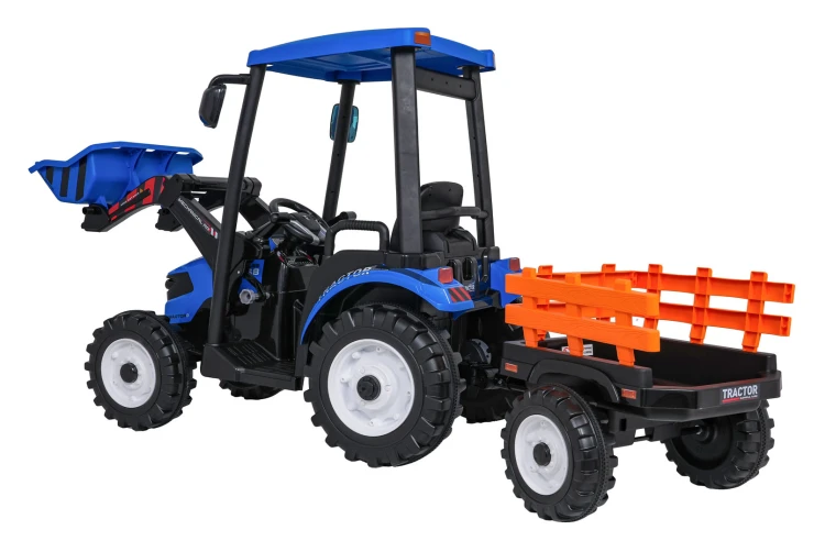 Traktor na akumulator  MEGA  D68 Z Przyczepką Niebieski 24V 2x200W