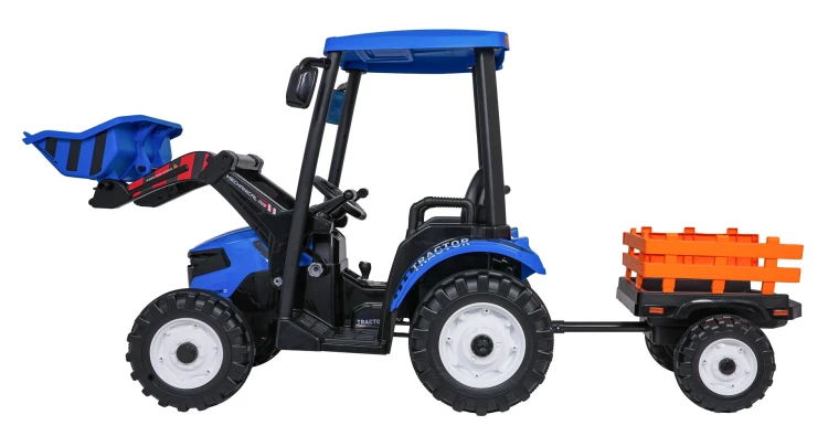 Traktor na akumulator  MEGA  D68 Z Przyczepką Niebieski 24V 2x200W
