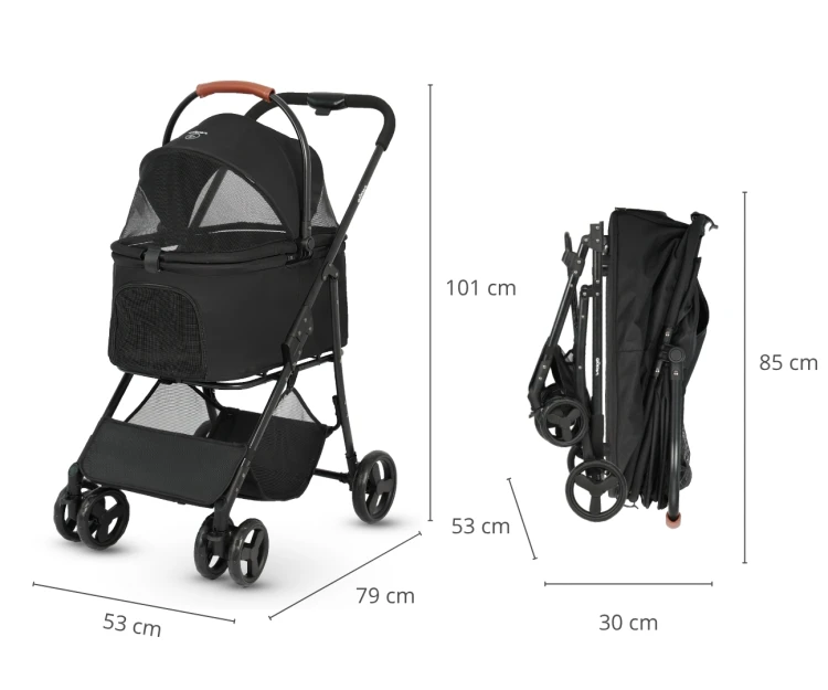 Qppet Wózek dla zwierząt Bobbie Pet Black