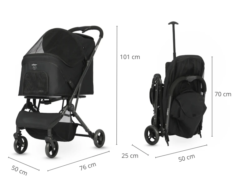 Qppet Wózek dla zwierząt Pettie Pet Black