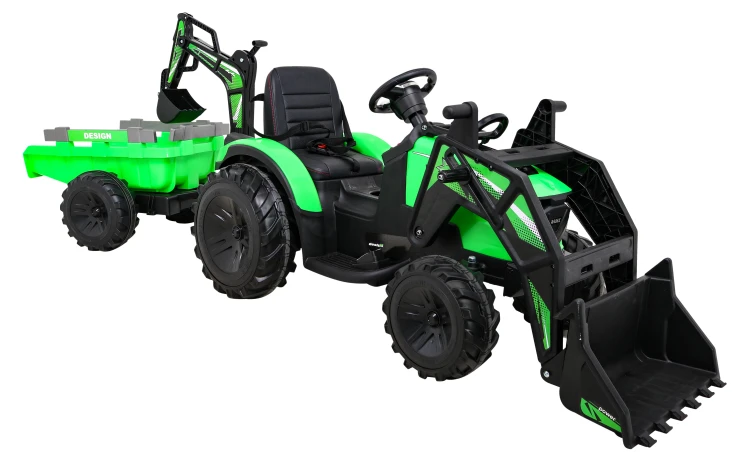 Pojazd Traktor Na Akumulator Z Przyczepą 720-T Zielony SX2068